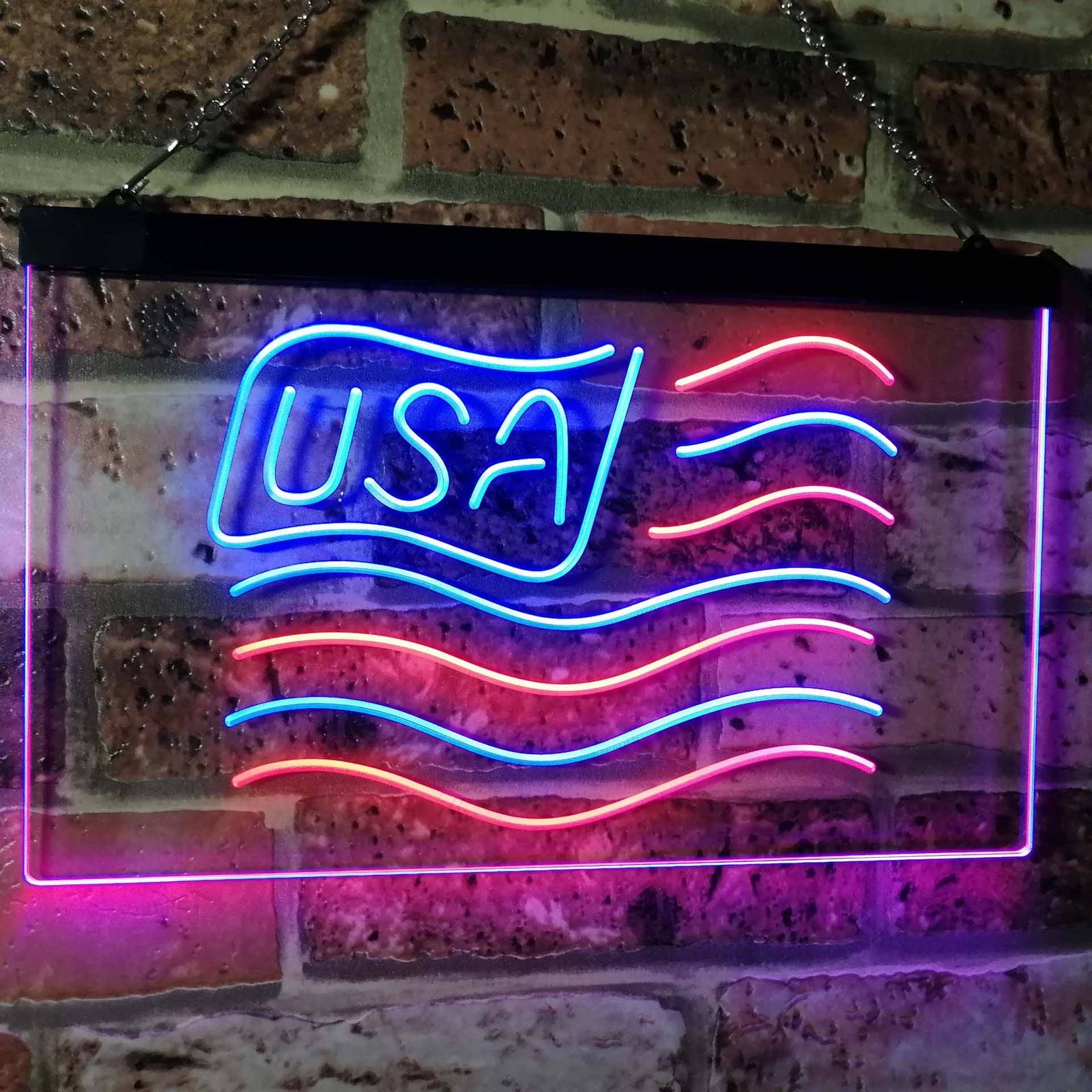 USA Flag Dual Color Led Neon Sign